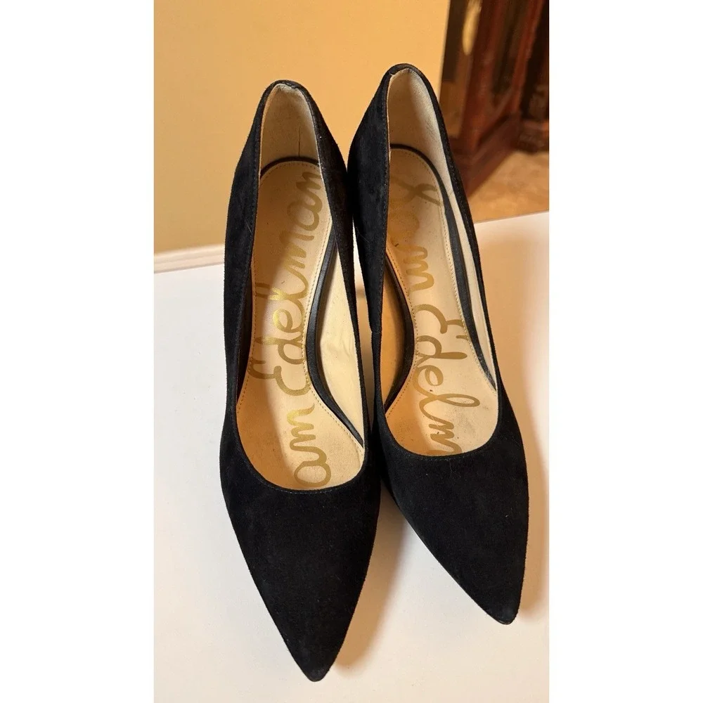 Sam Edelman Hazel Black Suede Pointed Toe Pumps Women's Size 8 Heels
